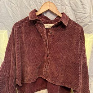 Free People Cropped Corduroy Maroon Jacket